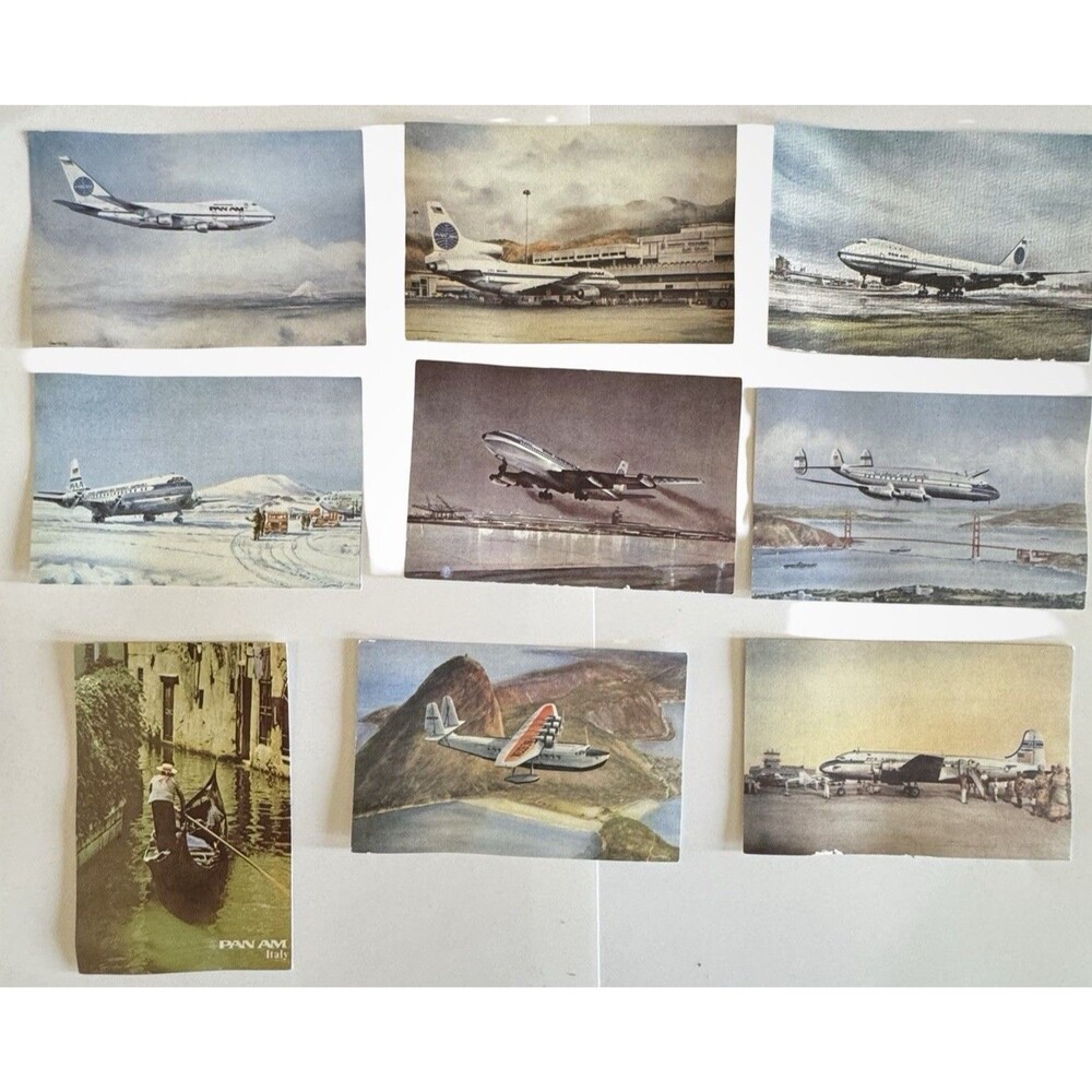 Pan Am Lot 9 Postcards John T. McCoy Aircraft Art Series Unused 747 Clipper VNTG
